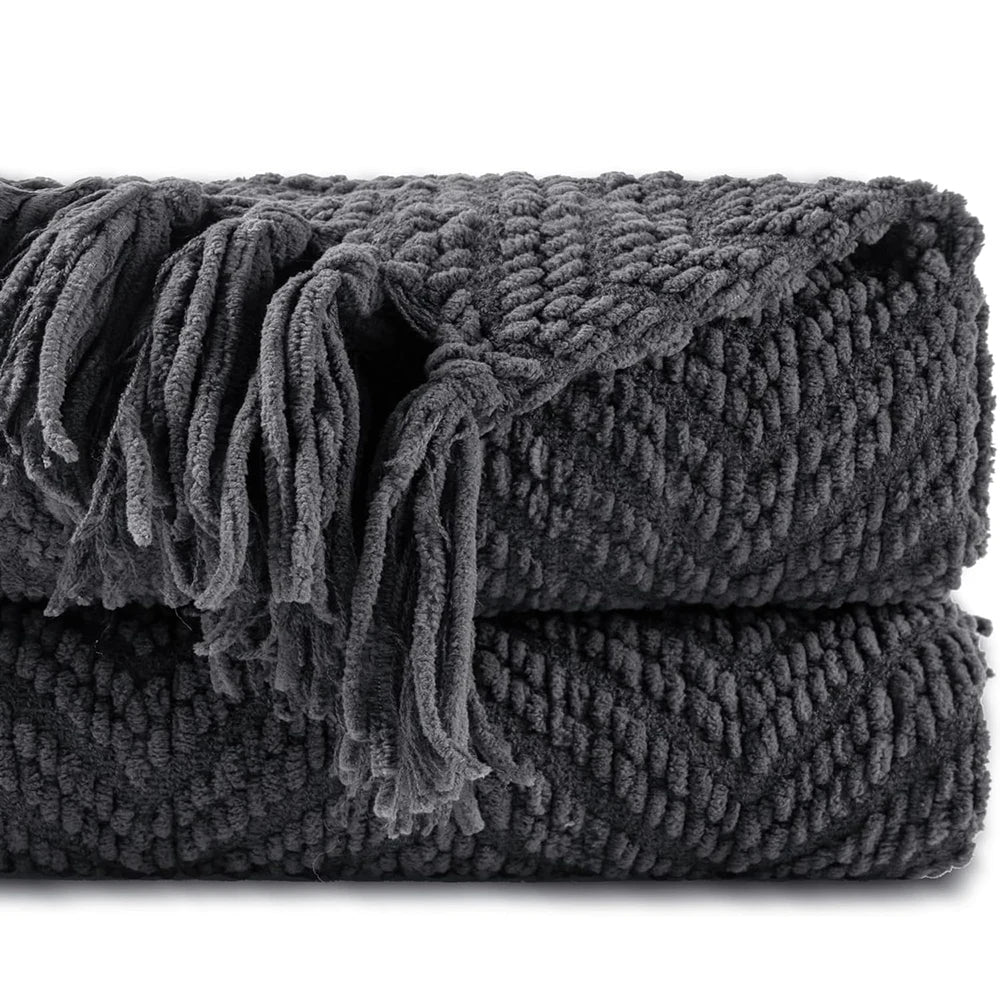 Battilo Knitted Throw Blanket for Couch Soft Thick Decorative Sofa Blanket Plaid Bed Throw Bedspread on the Bed Home Room Decor